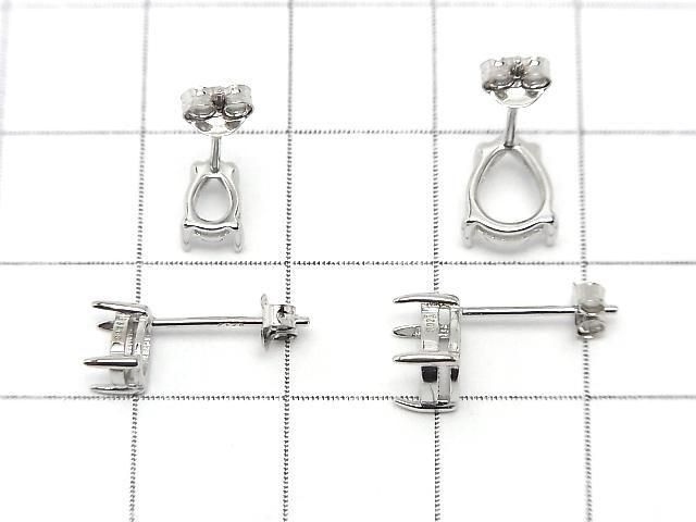Clous d'oreilles en Argent 925, monture et fermoir pour poire à facettes [6x4mm][8x6mm] Plaqué Rhodium 1 paire (2 pièces)