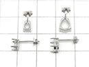 [Video]Silver925 Earstuds Earrings Frame & Backing for Pear shape Faceted for [6x4mm][8x6mm] Rhodium Plated 1pair (2 pieces)