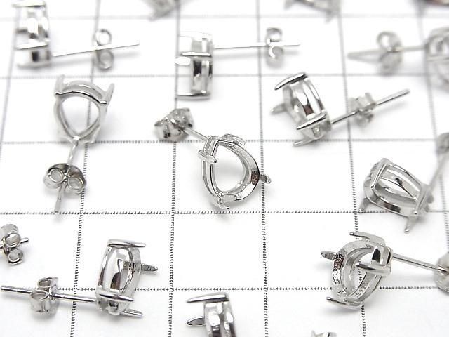 [Video] Silver925 Earstuds Earrings Frame & Catch for Pear Shape Faceted [6x4mm][8x6mm] Rhodium Plated 1 pair (2 pieces)