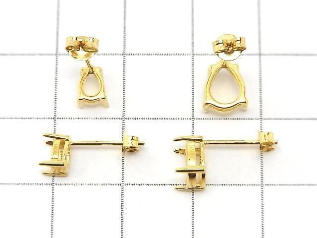 [Video] Silver925 Earstuds Earrings Frame & Catch for Pear Shape Faceted Earrings [6x4mm][8x6mm] 18KGP 1 pair (2 pieces)