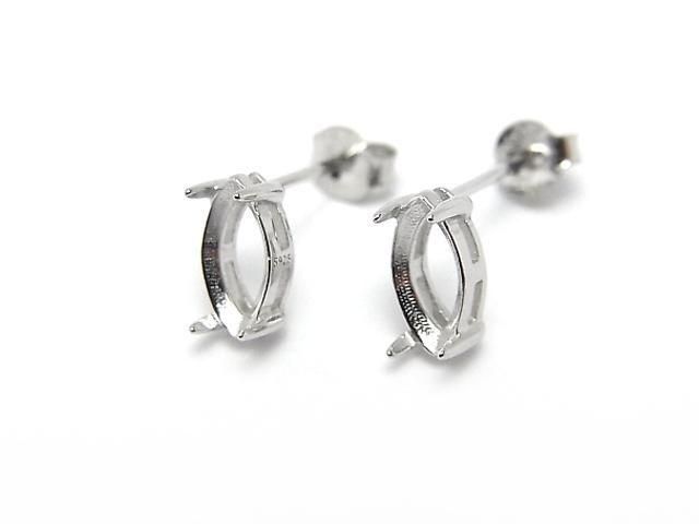 [Video] Silver925 Earstuds Earrings Frame & Catch Marquise Faceted 8x4mm Rhodium Plated 1 pair (2 pieces)