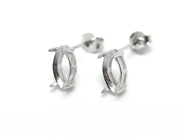 [Video]Silver925 Earstuds Earrings Frame & Backing for Marquise Faceted 8x4mm Rhodium Plated 1pair (2 pieces)