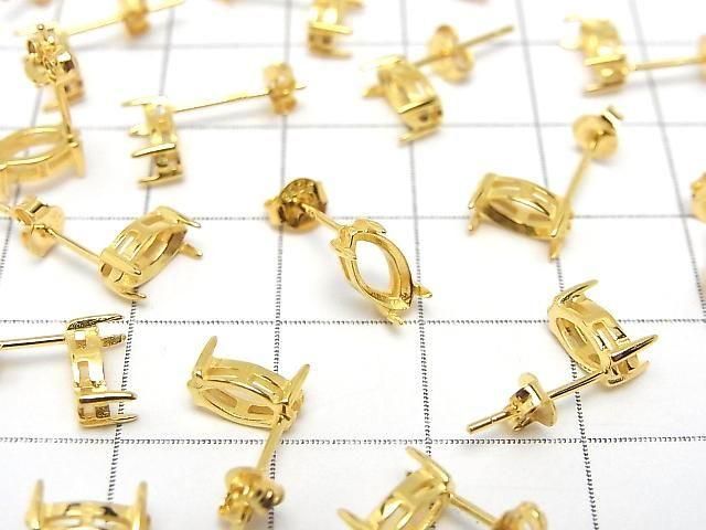 [Video] Silver925 Earstuds Earrings Frame & Catch Marquise Faceted 8x4mm 18KGP 1 pair (2 pieces)