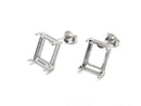 [Video]Silver925 Earstuds Earrings Frame & Backing for Rectangle Faceted [6x4mm][8x6mm] Rhodium Plated 1pair (2 pieces)
