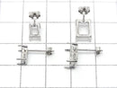 [Video]Silver925 Earstuds Earrings Frame & Backing for Rectangle Faceted [6x4mm][8x6mm] Rhodium Plated 1pair (2 pieces)