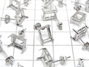 [Video]Silver925 Earstuds Earrings Frame & Backing for Rectangle Faceted [6x4mm][8x6mm] Rhodium Plated 1pair (2 pieces)