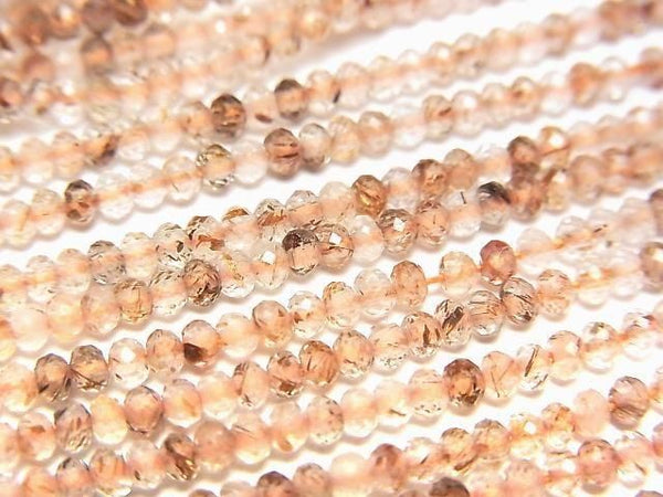 [Video]High Quality! Brown Rutilated Quartz AA++ Faceted Button Rondelle 2x2x1.5mm 1strand beads (aprx.15inch/37cm)