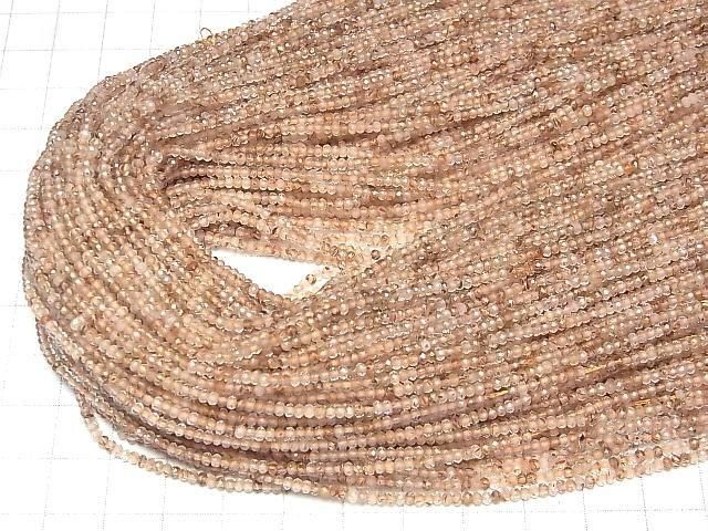 [Video]High Quality! Brown Rutilated Quartz AA++ Faceted Button Rondelle 2x2x1.5mm 1strand beads (aprx.15inch/37cm)