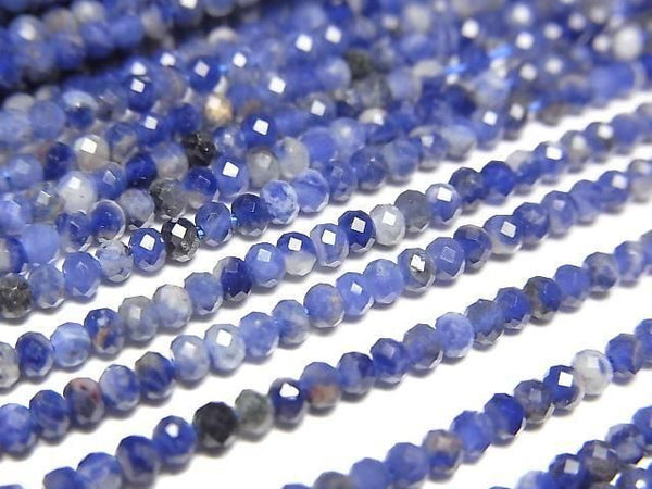 [Video]High Quality! Sodalite AA++ Faceted Button Roundel 2x2x1mm 1strand beads (aprx.15inch/37cm)