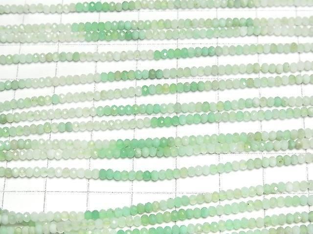[Video]High Quality! Chrysoprase AA Faceted Button Rondelle 2.5x2.5x1.5mm Color Gradation 1strand beads (aprx.15inch/37cm)