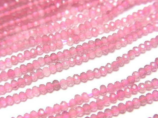 [Video]High Quality! Pink Tourmaline AAA- Faceted Button Roundel 2x2x1.5mm 1strand beads (aprx.15inch/37cm)