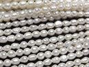 [Video] Fresh Water Pearl AA+ Rice 3.5x3x3mm White 1strand beads (aprx.15inch/38cm)