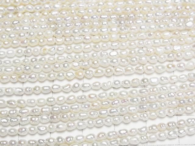 [Video] Fresh Water Pearl AA+ Rice 3.5x3x3mm White 1strand beads (aprx.15inch/38cm)