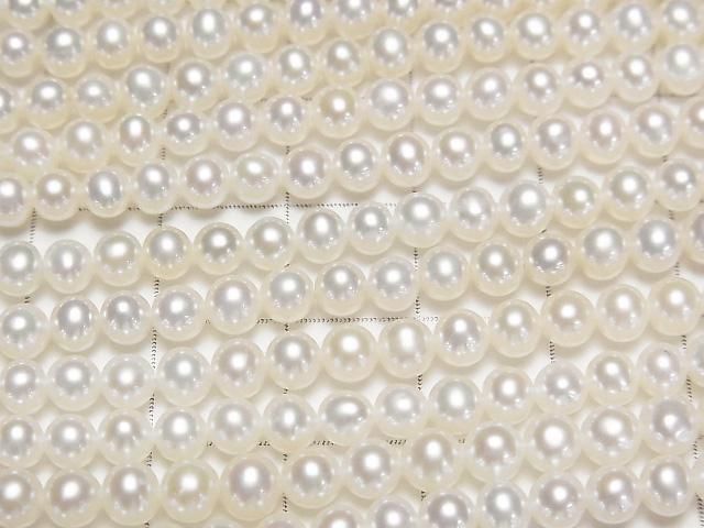 [Video] Fresh Water Pearl AAA- Semi Round -Potato 4-4.5mm White half or 1strand beads (aprx.15inch/37cm)