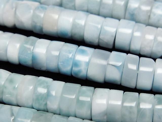 [Video]Larimar Pectolite AA++ Rondelle (Heishi)8x8x4mm 1/4 or 1strand beads (aprx.15inch/38cm)