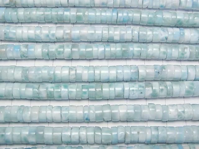 [Video]Larimar Pectolite AA++ Rondelle (Heishi)8x8x4mm 1/4 or 1strand beads (aprx.15inch/38cm)
