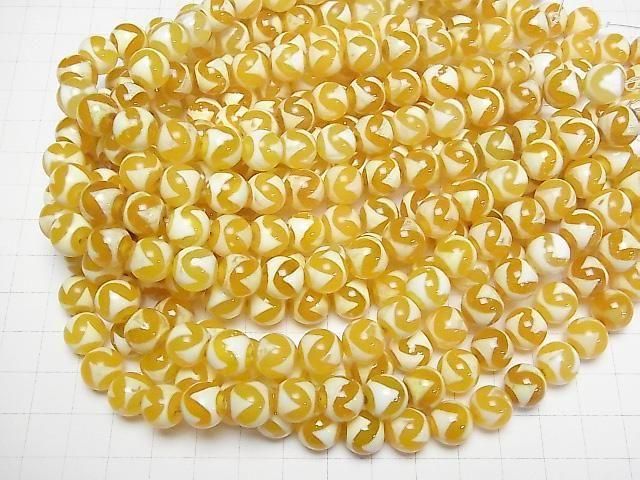 [Video] Tiger Fang Dzi Bead Round 10mm Orange half or 1strand beads (aprx.11inch/28cm)