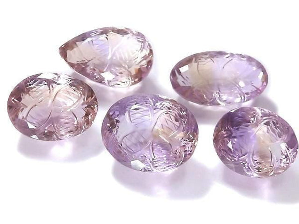 [Video][One of a kind] High Quality Ametrine AAA- Loose stone Carved Faceted 5pcs Set NO.29