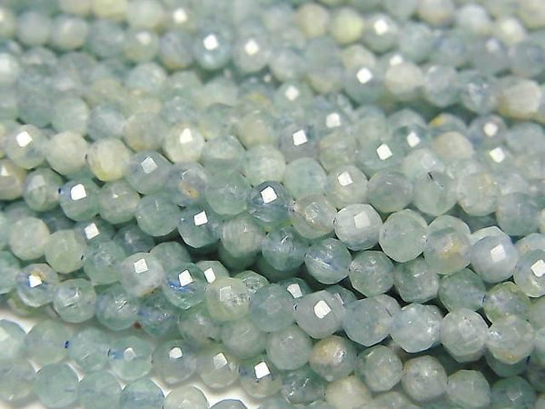 [Video] High Quality! Blue-Green Kyanite AA++ Faceted Round 3.5mm 1strand Beads (approx. 15 inches/36 cm)