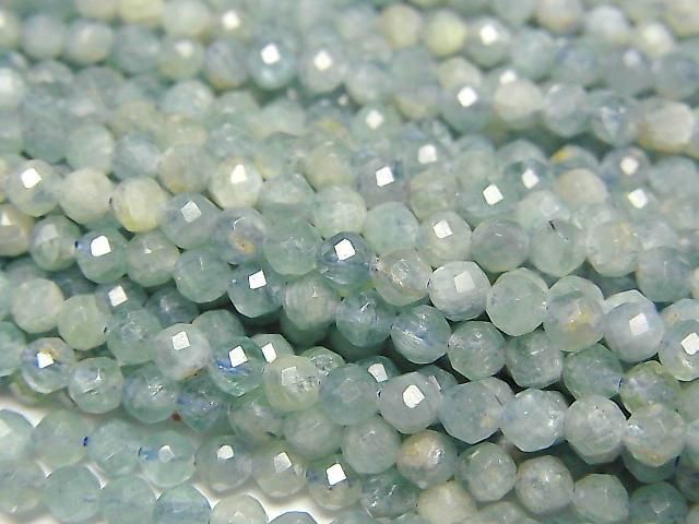 [Video] High Quality! Blue-Green Kyanite AA++ Faceted Round 3.5mm 1strand Beads (approx. 15 inches/36 cm)