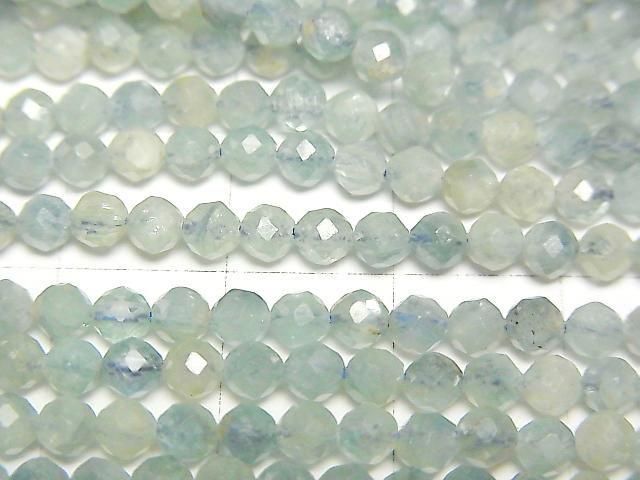 [Video] High Quality! Blue-Green Kyanite AA++ Faceted Round 3.5mm 1strand Beads (approx. 15 inches/36 cm)