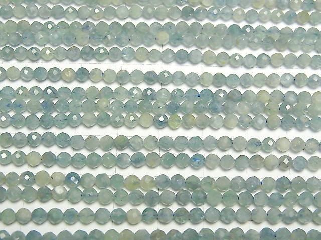 [Video] High Quality! Blue-Green Kyanite AA++ Faceted Round 3.5mm 1strand Beads (approx. 15 inches/36 cm)