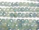 [Video] High Quality! Blue-Green Kyanite AA++ Cube Shape 4x4x4mm half or 1strand Beads (approx. 15 inches/36 cm)