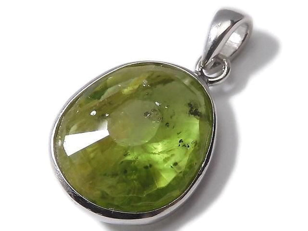 [Video][One of a kind] High Quality Peridot AAA- Faceted Pendant Silver925 NO.46