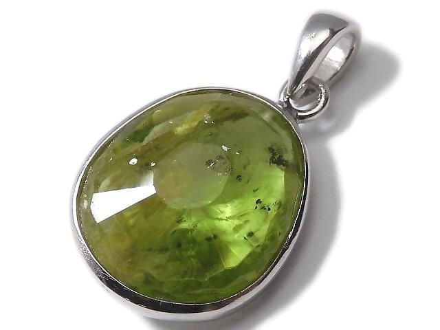 [Video][One of a kind] High Quality Peridot AAA- Faceted Pendant Silver925 NO.46