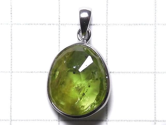 [Video][One of a kind] High Quality Peridot AAA- Faceted Pendant Silver925 NO.46