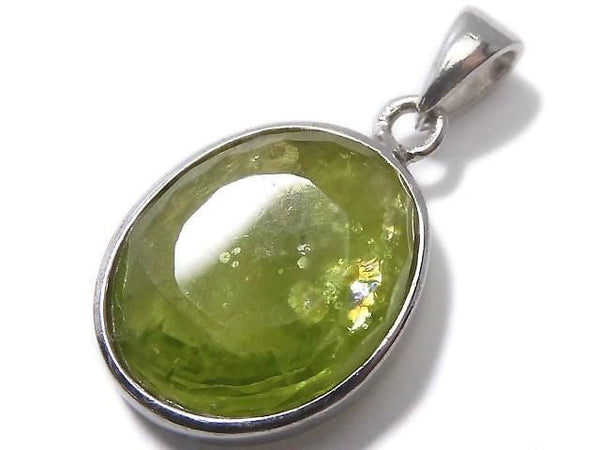 [Video][One of a kind] High Quality Peridot AAA- Faceted Pendant Silver925 NO.47