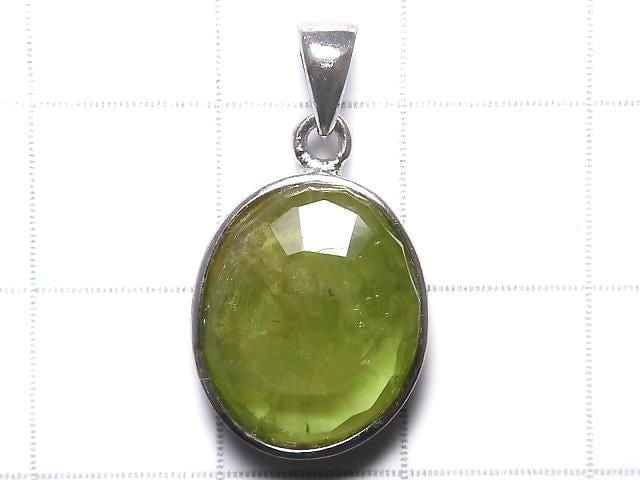 [Video][One of a kind] High Quality Peridot AAA- Faceted Pendant Silver925 NO.47