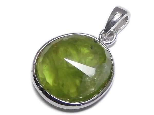 [Video][One of a kind] High Quality Peridot AAA- Faceted Pendant Silver925 NO.49