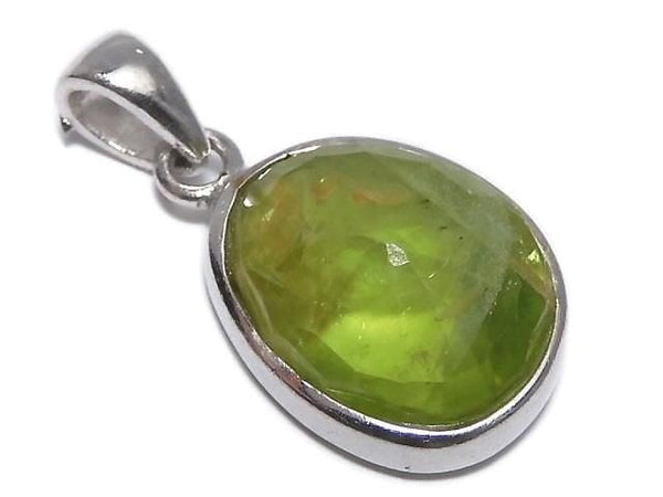 [Video][One of a kind] High Quality Peridot AAA- Faceted Pendant Silver925 NO.53