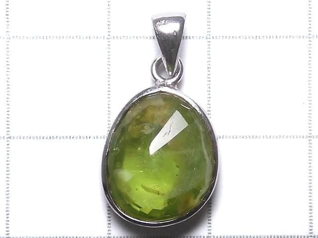 [Video][One of a kind] High Quality Peridot AAA- Faceted Pendant Silver925 NO.53