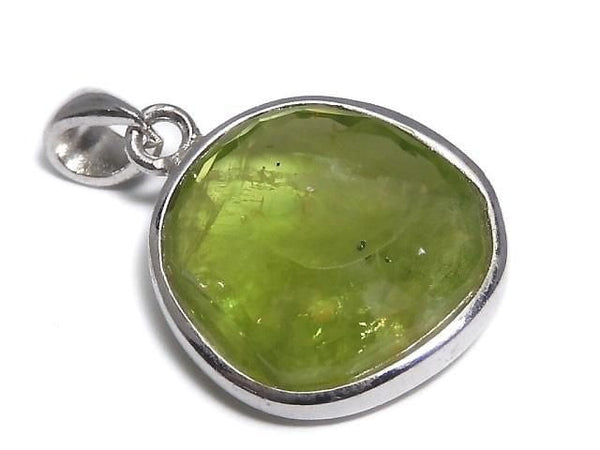 [Video][One of a kind] High Quality Peridot AAA- Faceted Pendant Silver925 NO.54