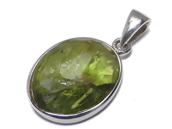 [Video][One of a kind] High Quality Peridot AAA- Faceted Pendant Silver925 NO.55