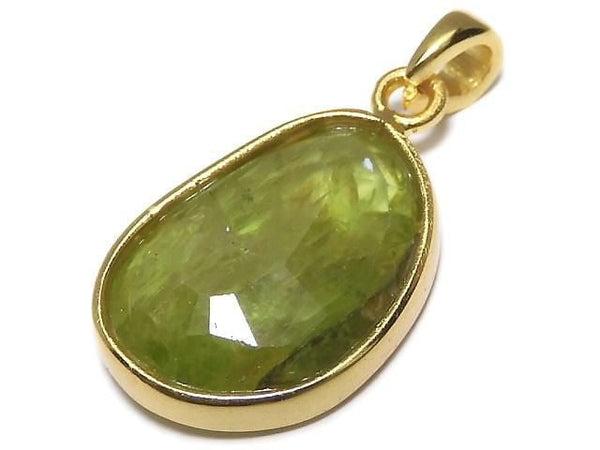 [Video][One of a kind] High Quality Peridot AAA- Faceted Pendant 18KGP NO.57