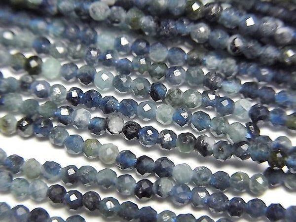 [Video]High Quality! Indigolite Tourmaline AA++ Faceted Round 2mm 1strand beads (aprx.15inch/38cm)