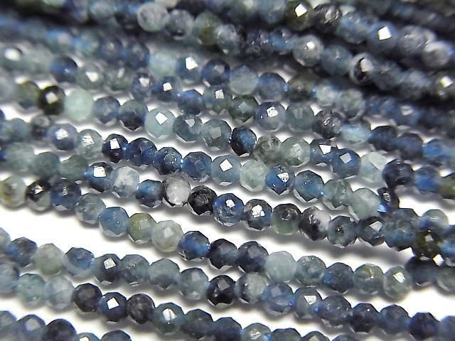 [Video]High Quality! Indigolite Tourmaline AA++ Faceted Round 2mm 1strand beads (aprx.15inch/38cm)