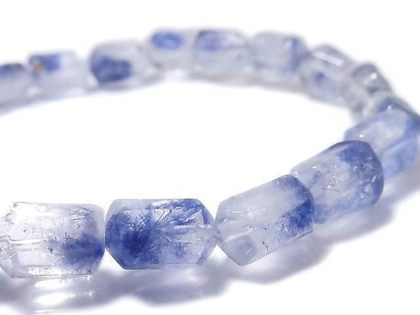 [Video][One of a kind] Dumortierite in Quartz Faceted Nugget Bracelet NO.2