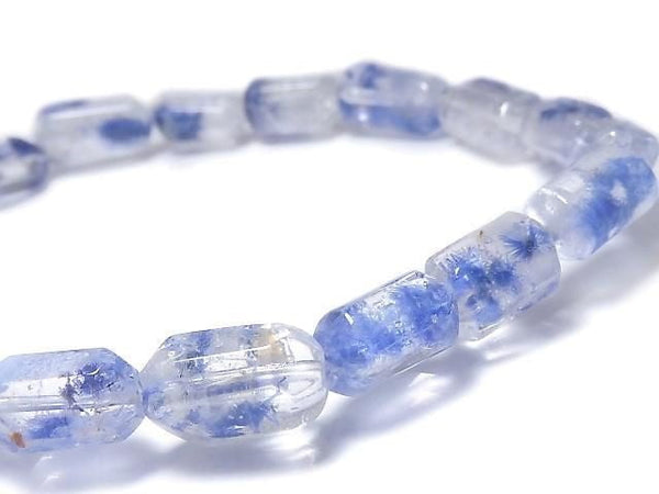 [Video][One of a kind] Dumortierite in Quartz Faceted Nugget Bracelet NO.7