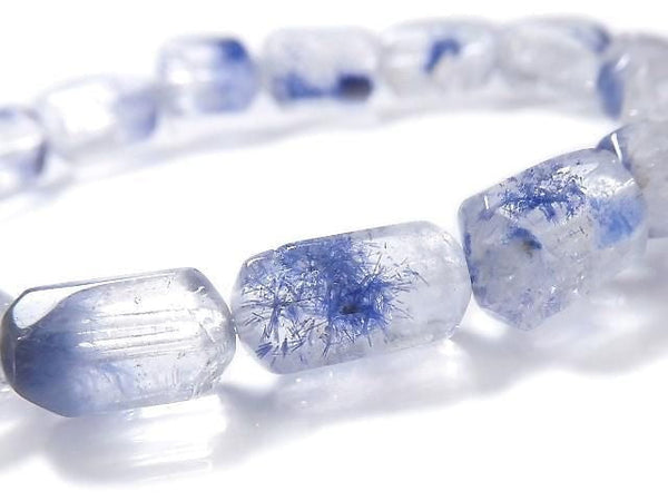 [Video][One of a kind] Dumortierite in Quartz Faceted Nugget Bracelet NO.14