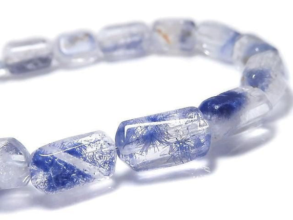 [Video][One of a kind] Dumortierite in Quartz Faceted Nugget Bracelet NO.16