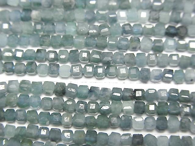 [Video]High Quality! Indigolite Tourmaline AA+ Cube Shape 2x2x2mm 1strand beads (aprx.15inch/38cm)