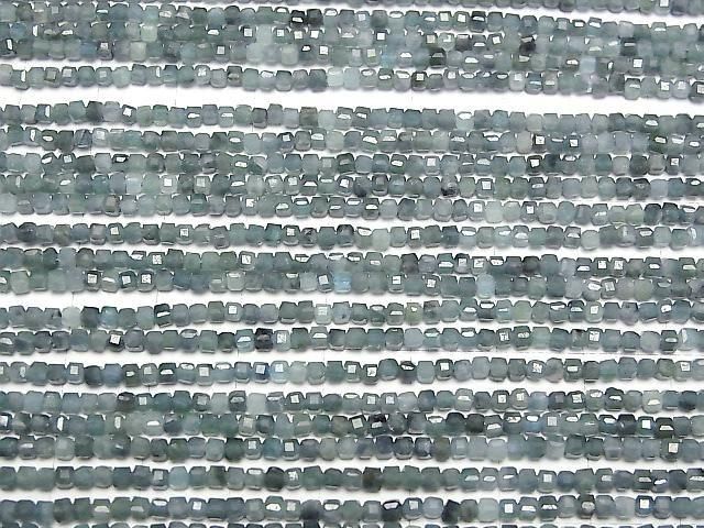 [Video]High Quality! Indigolite Tourmaline AA+ Cube Shape 2x2x2mm 1strand beads (aprx.15inch/38cm)
