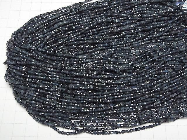 [Video] High Quality! Indicolite Tourmaline AA++ Cube Shape 2x2x2mm half or 1 strand beads (approx. 15 inches/38 cm)