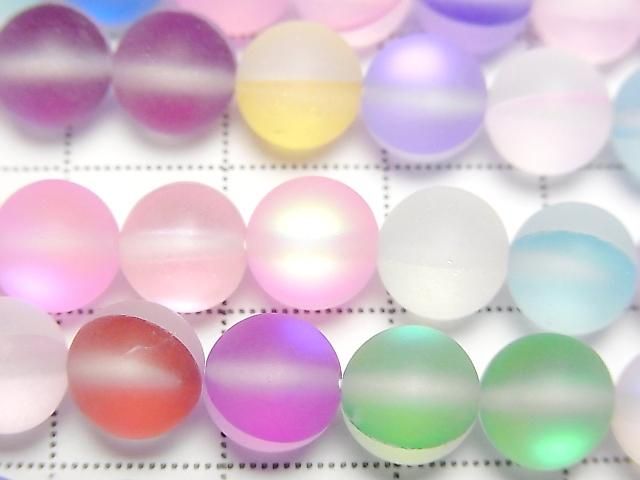 [Video] Frost multi-color Luna Flash Round 8mm 1strand beads (aprx.14inch/35cm)