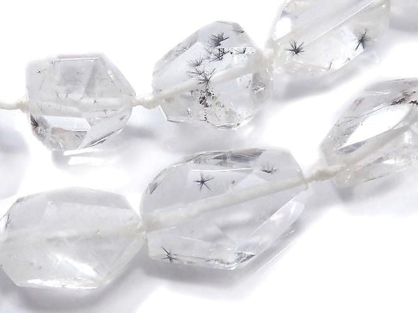 [Video][One of a kind] Hollandite in Quartz Faceted Nugget 1strand beads (aprx.17inch/42cm) NO.13