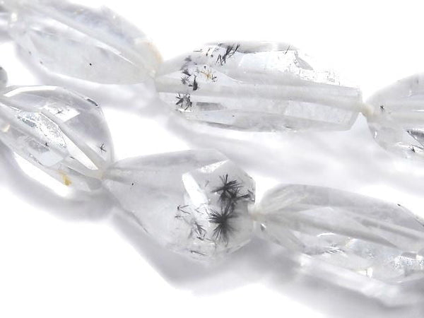 [Video][One of a kind] Hollandite in Quartz Faceted Nugget 1strand beads (aprx.16inch/40cm) NO.15